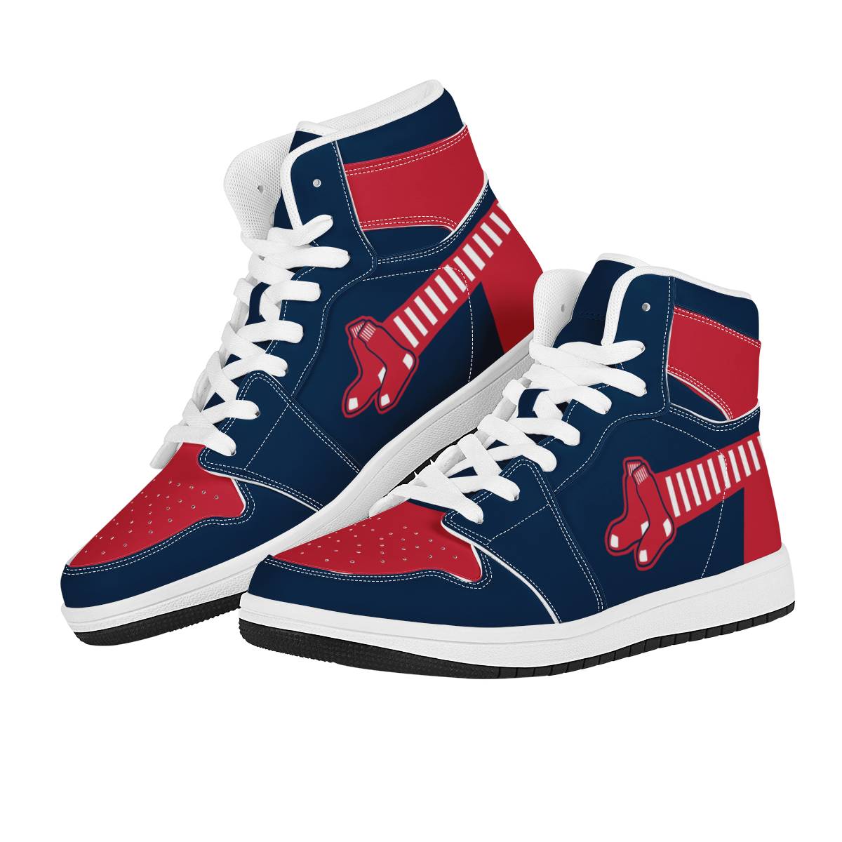 Men's Boston Red Sox High Top Leather AJ1 Sneakers 002